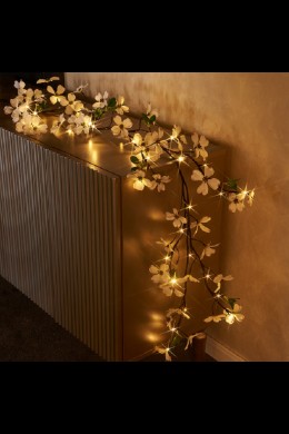 PRE-ORDER SPRING 70" DOGWOOD GARLAND WITH 40 WARM WHITE LEDS [184182]